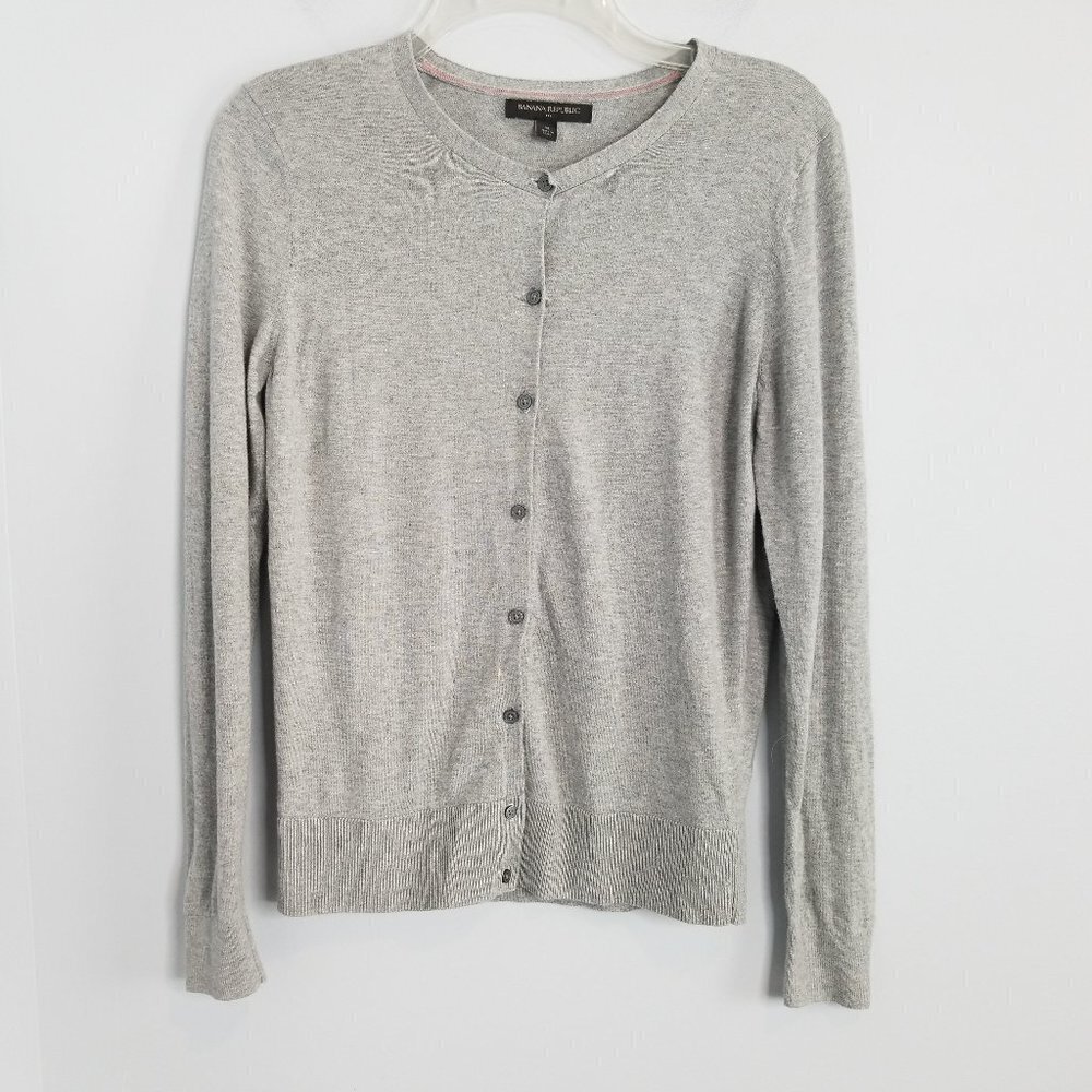 Banana Republic Light Gray Cardigan Sweater Medium